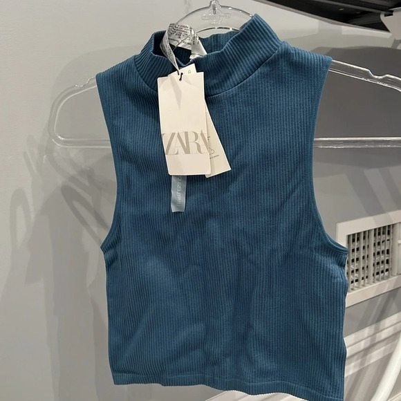 Zara Mock turtleneck Crop Top NWT - Picture 2 of 6